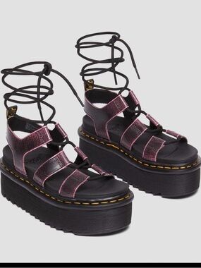 Dr. Martens Pink and black Lace-Up Platform Sandals